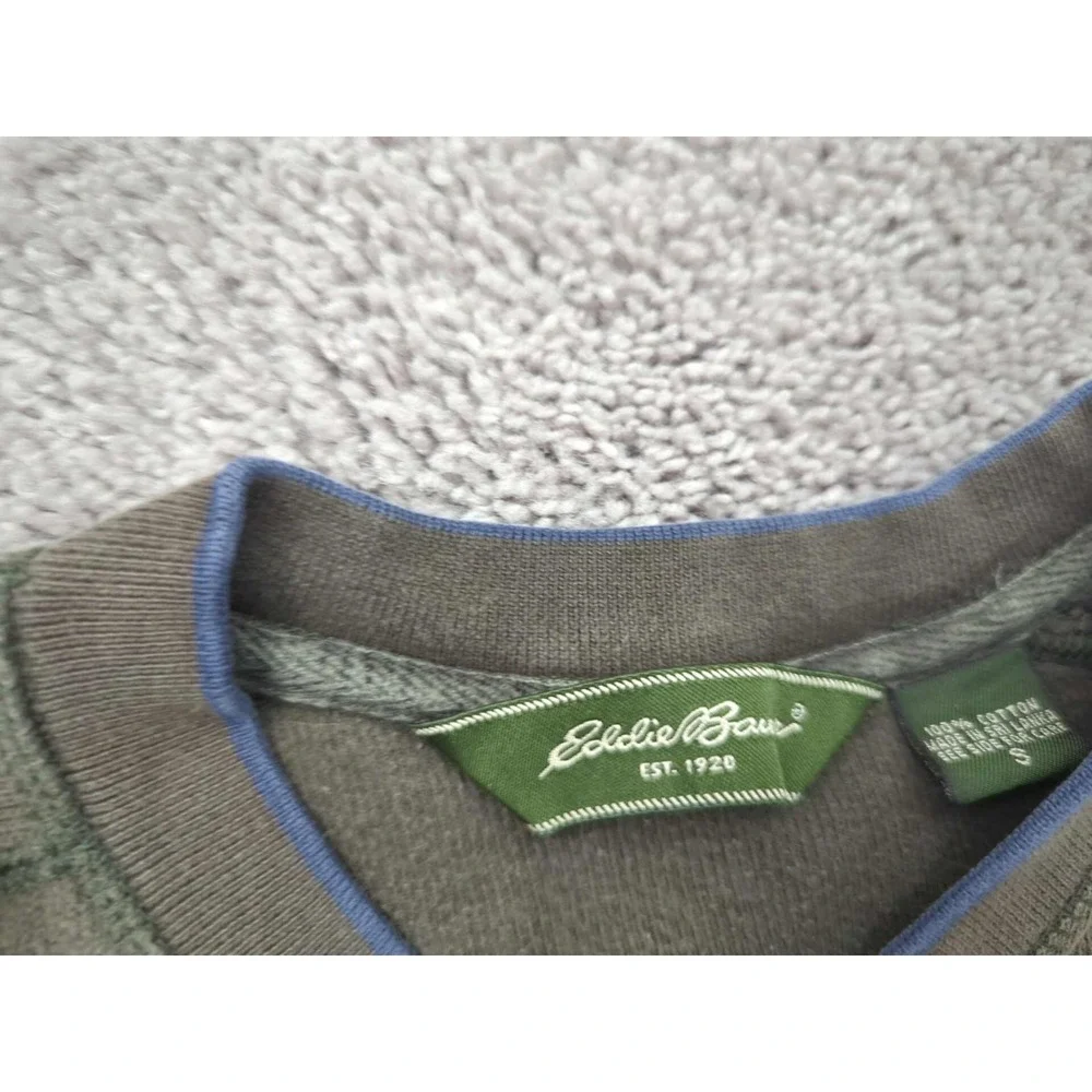 Eddie Bauer Pullover Sweater Mens Small Green Long‎ Sleeve 100% Cotton Ribbed - Picture 2 of 9